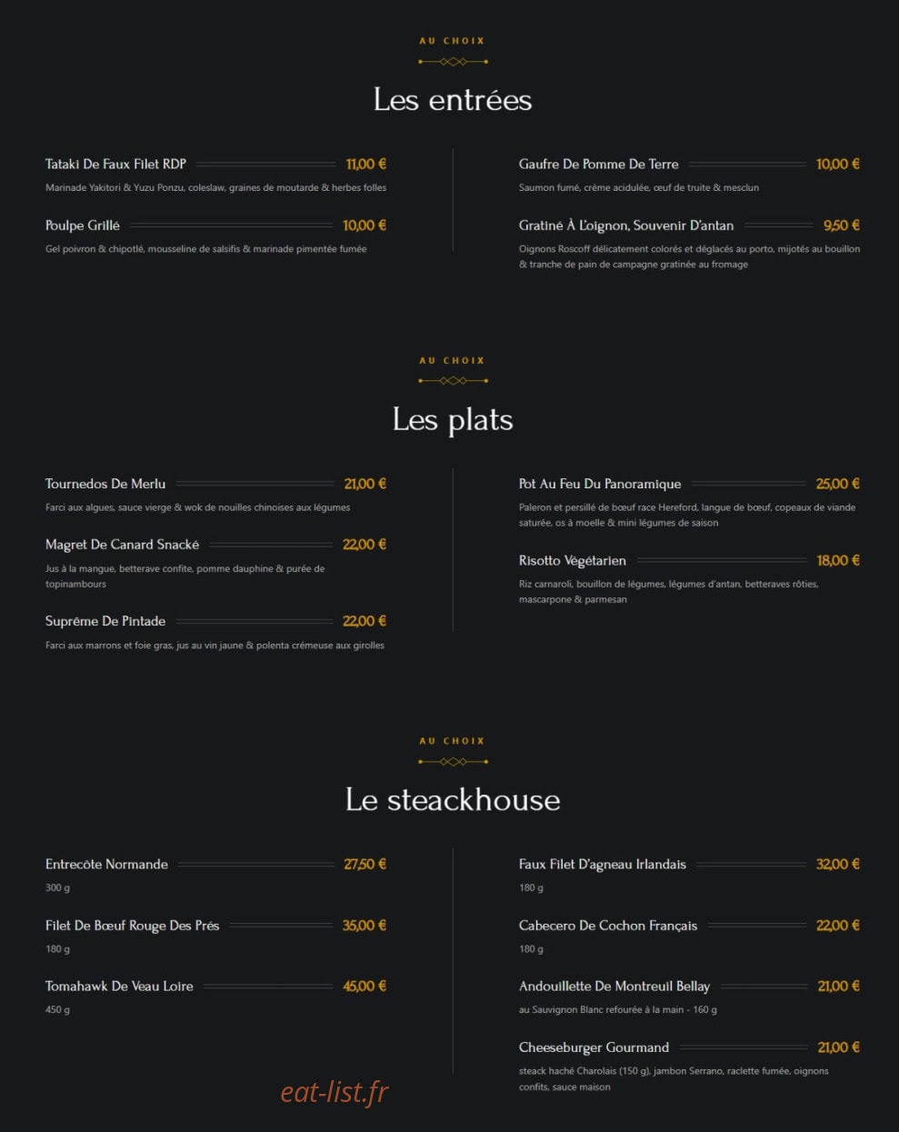 Le Panoramique — carte page 1