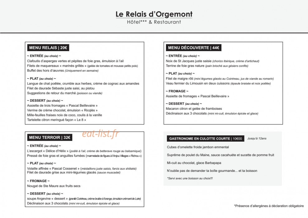 Le Relais d’Orgemont — carte page 2