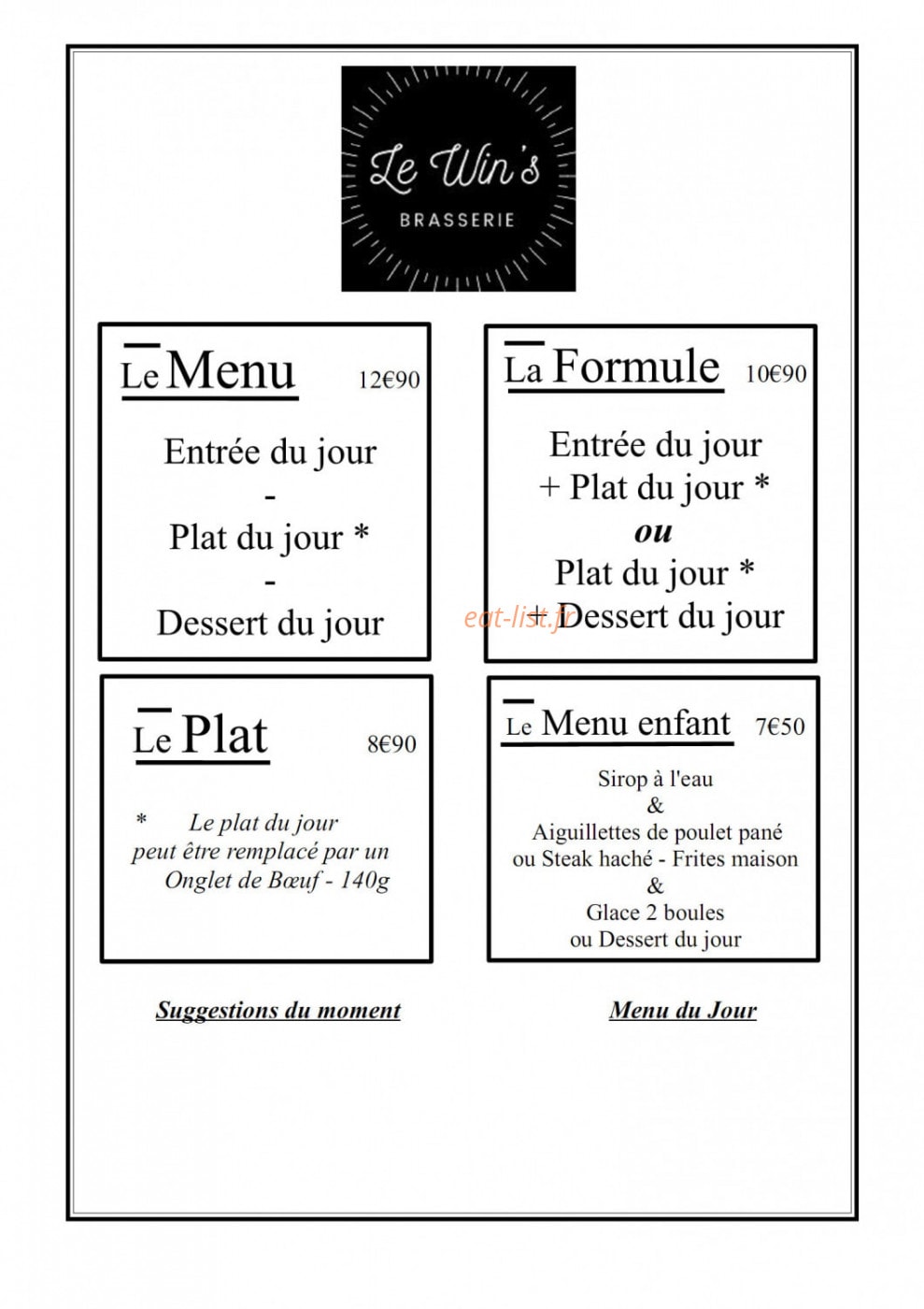 Le Win's — carte page 1