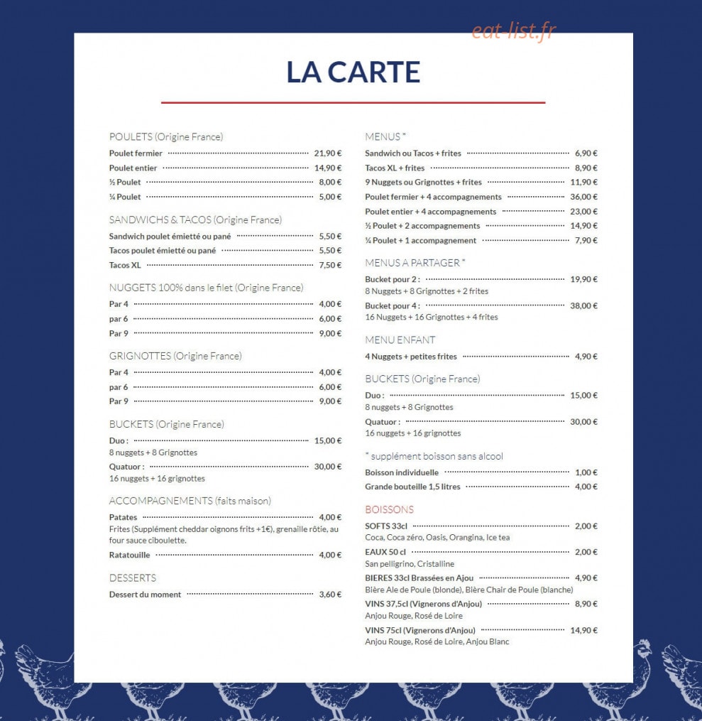 Maison Poulet Frites — carte page 1