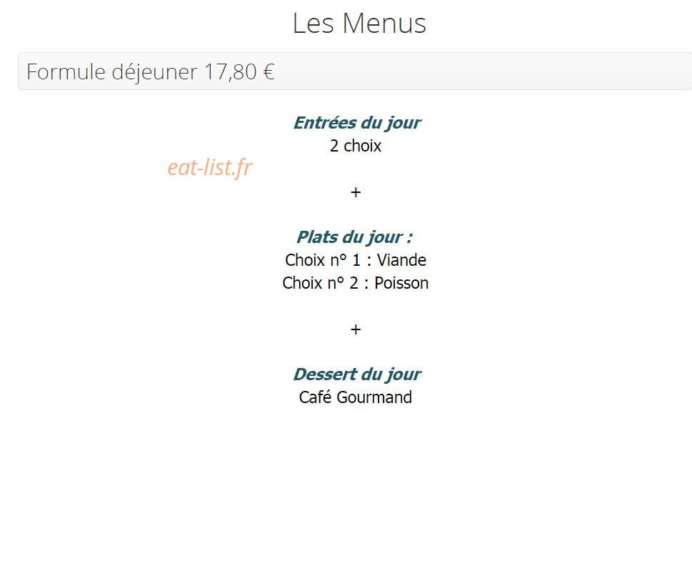 Mets et Vins — carte page 1