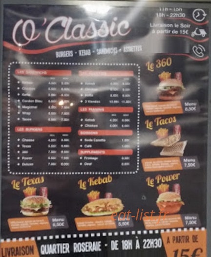 O'Classic — carte page 1
