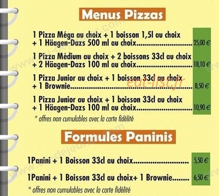 Pizza du Roy — carte page 1