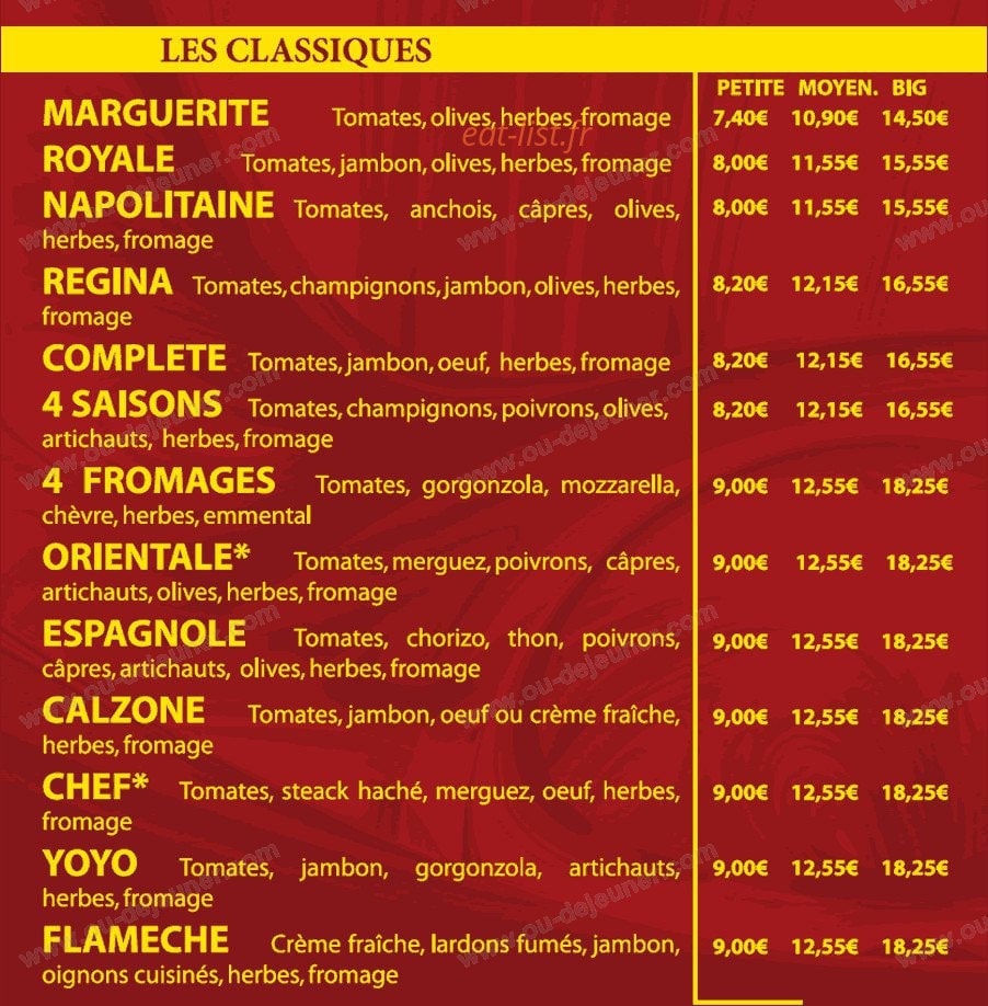 Pizza Régina — carte page 1
