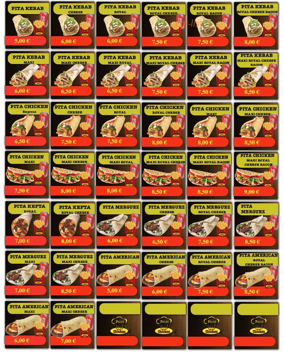 Point Chicken — carte page 2