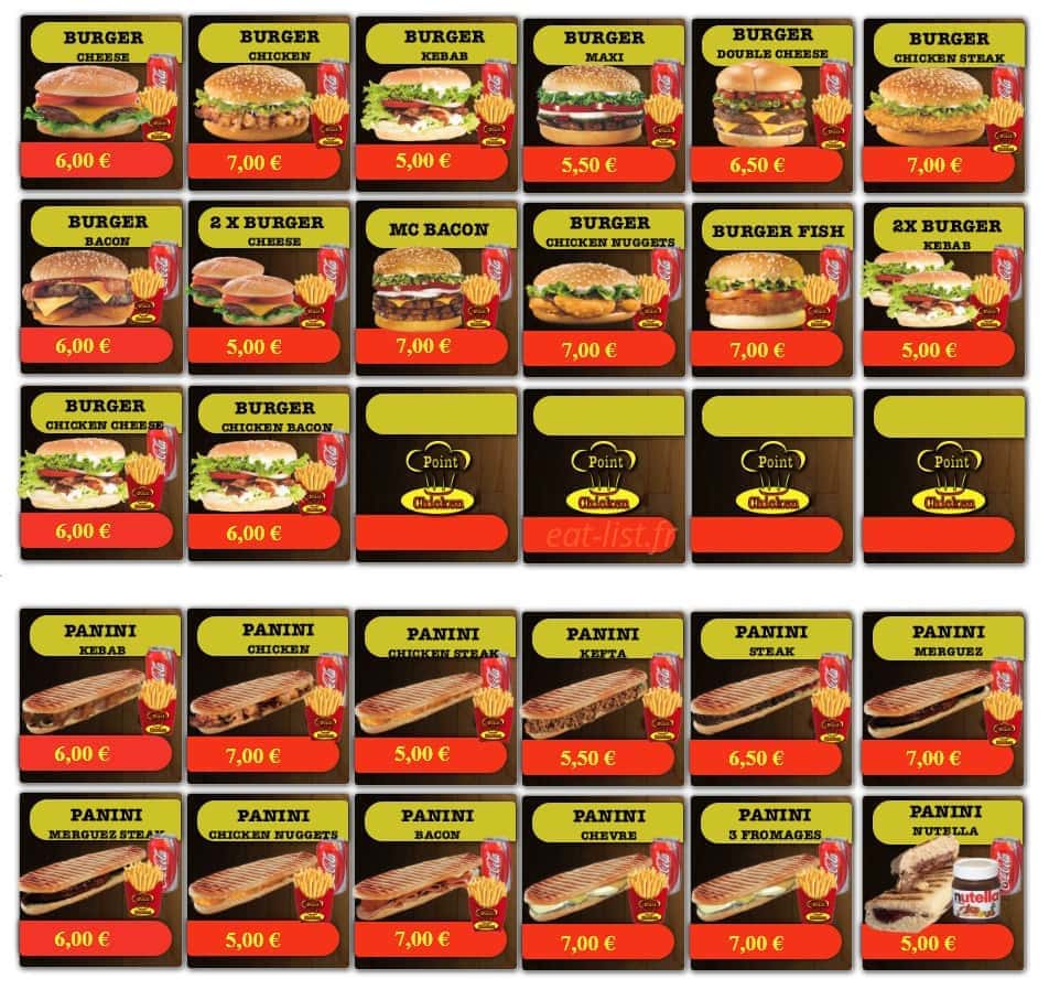 Point Chicken — carte page 3