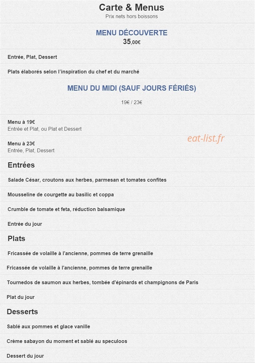 Provence Caffé — carte page 1
