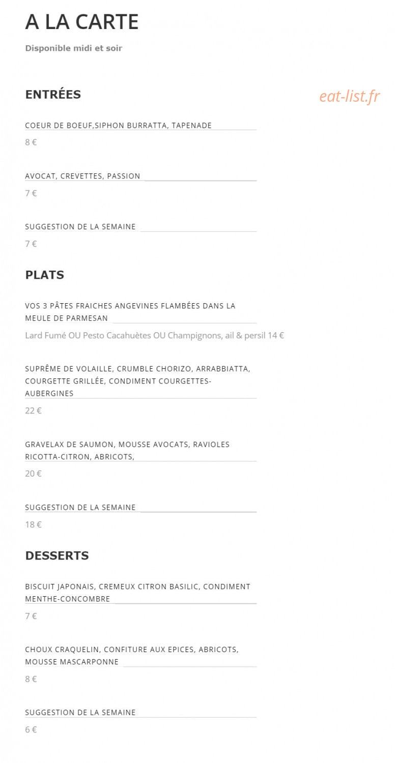 Restaurant Daddy — carte page 2
