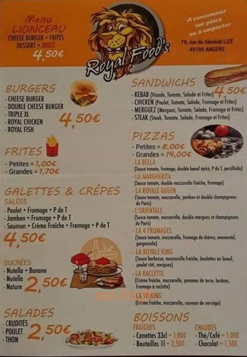 Royal Food's — carte page 1