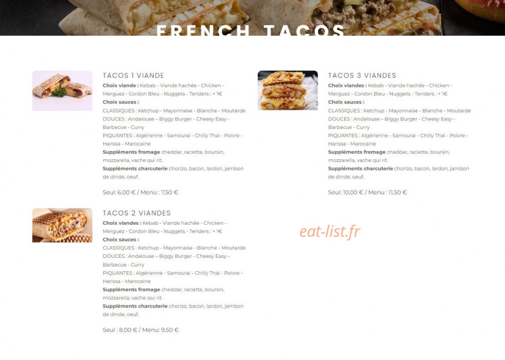 Taco Resto — carte page 2