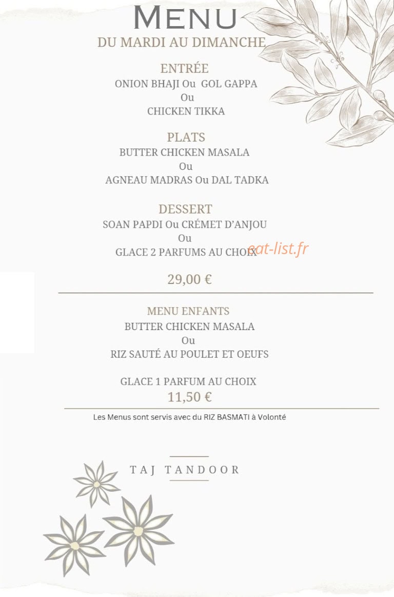 Taj Tandoor — carte page 3