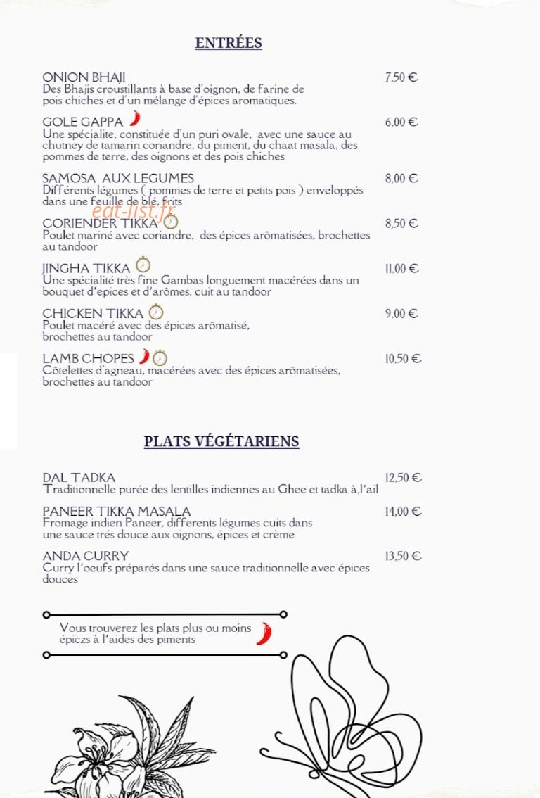 Taj Tandoor — carte page 1