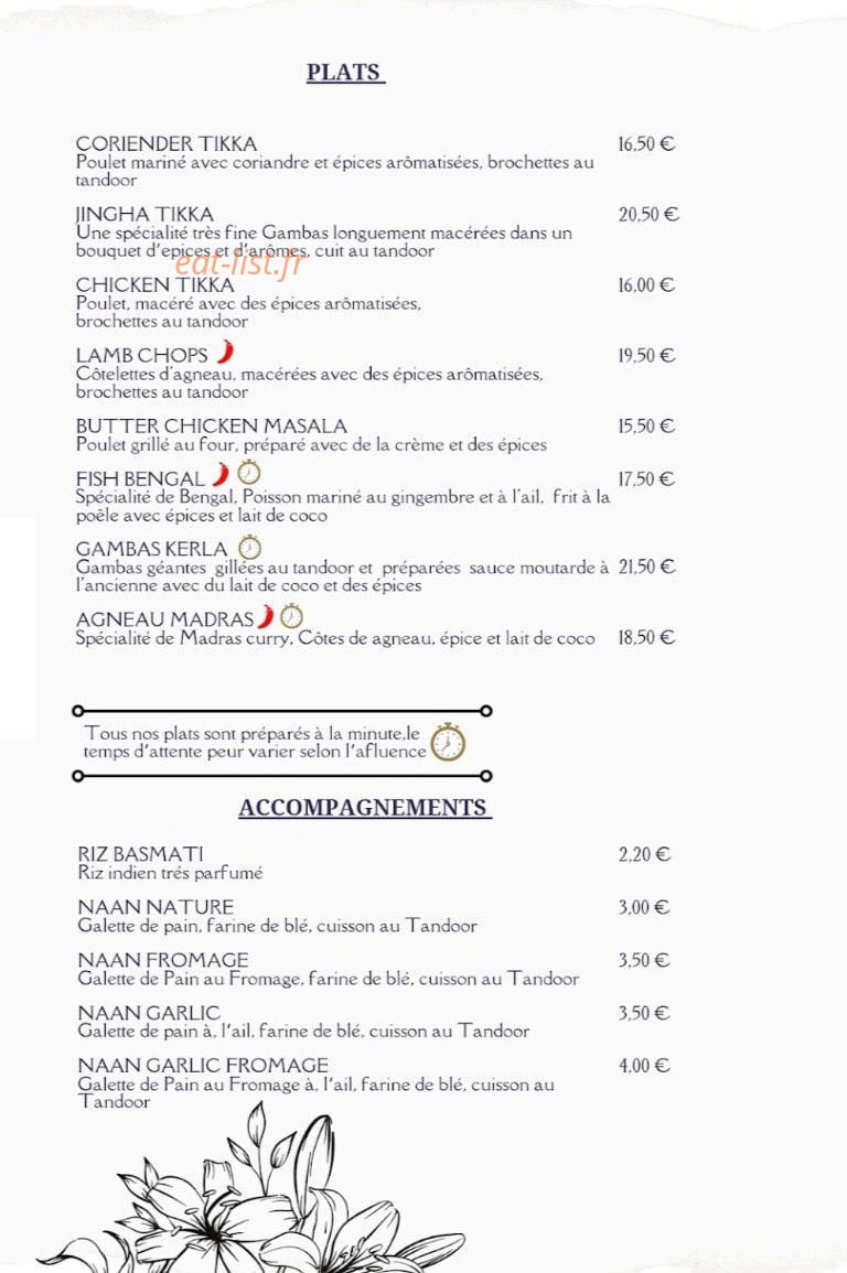 Taj Tandoor — carte page 2