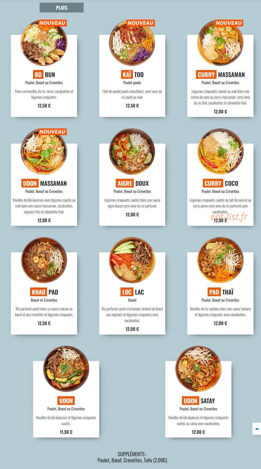 Thaï Break — carte page 1