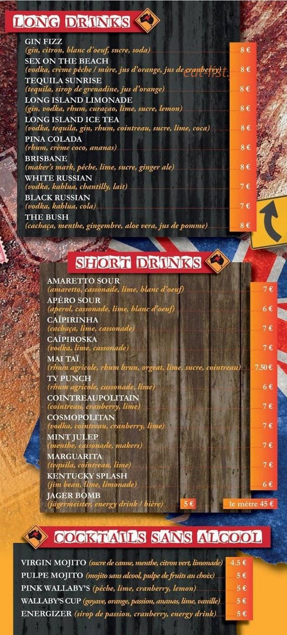 Wallaby's — carte page 3