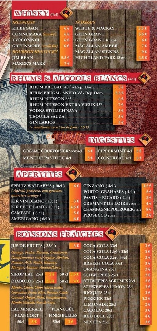 Wallaby's — carte page 6