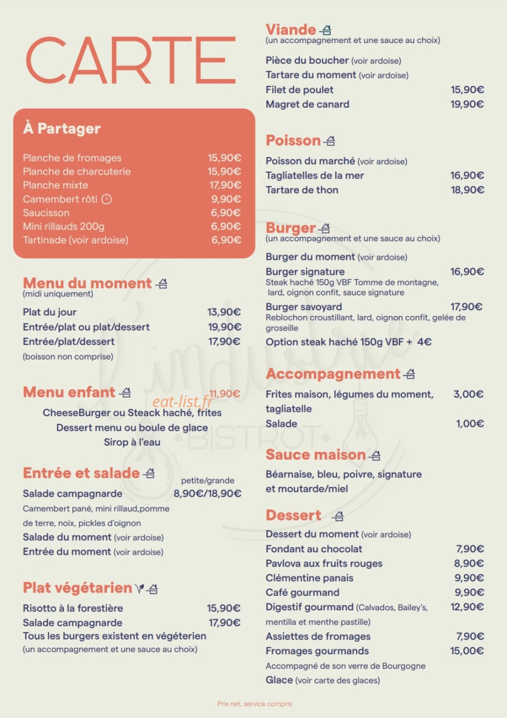 Le bistrot de l’industrie — carte page 2