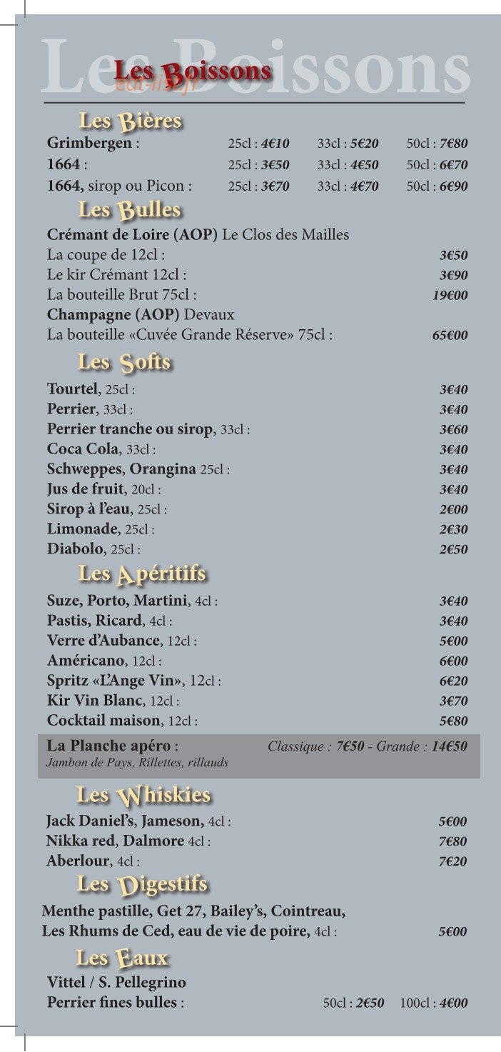 L'Ange Vin — carte page 5