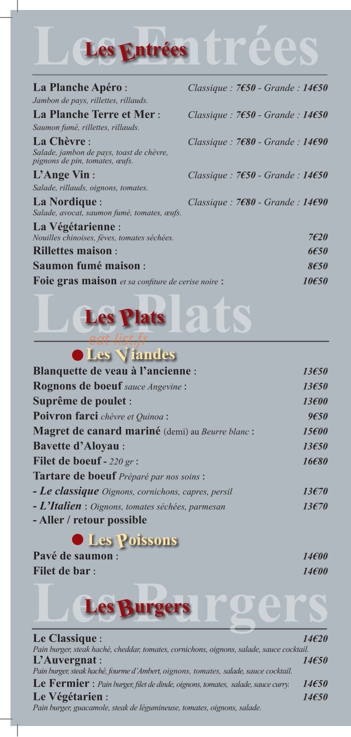 L'Ange Vin — carte page 2