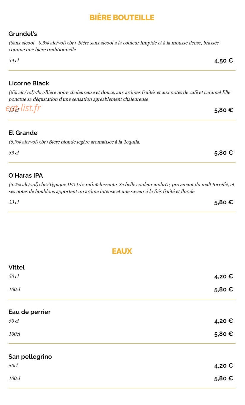 La Taverne — carte page 20
