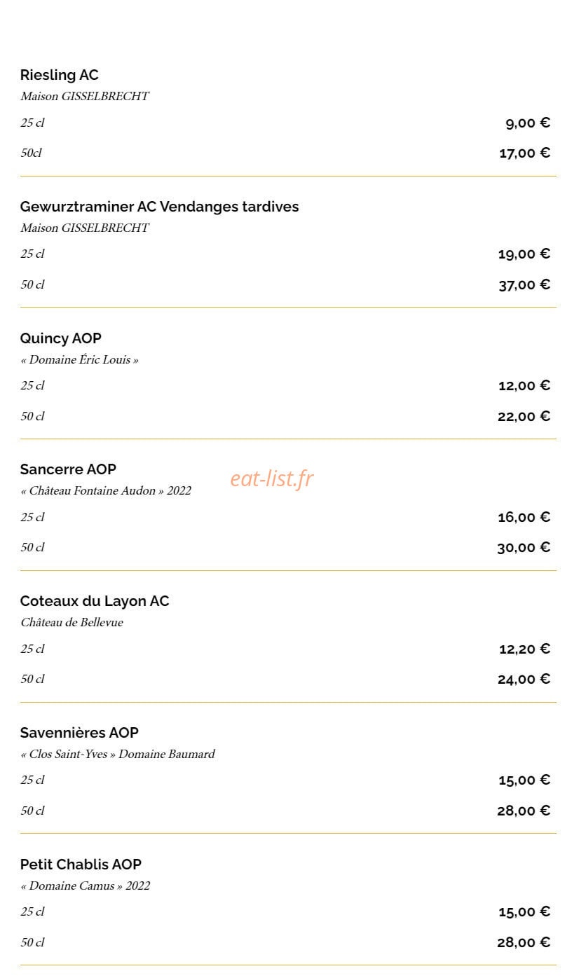 La Taverne — carte page 28