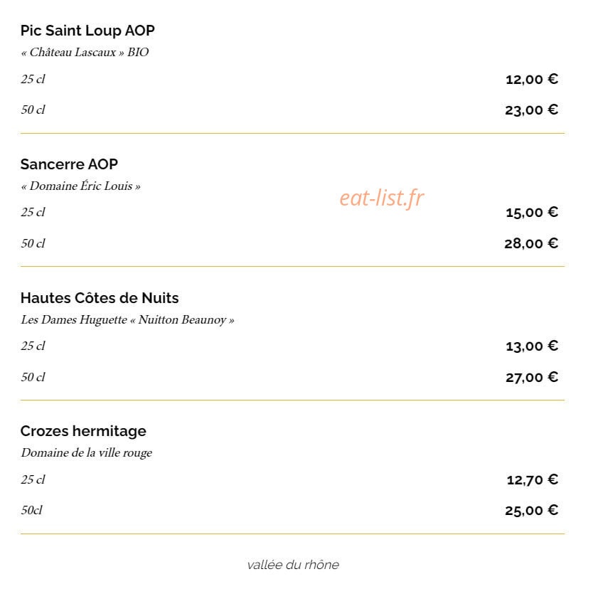 La Taverne — carte page 30