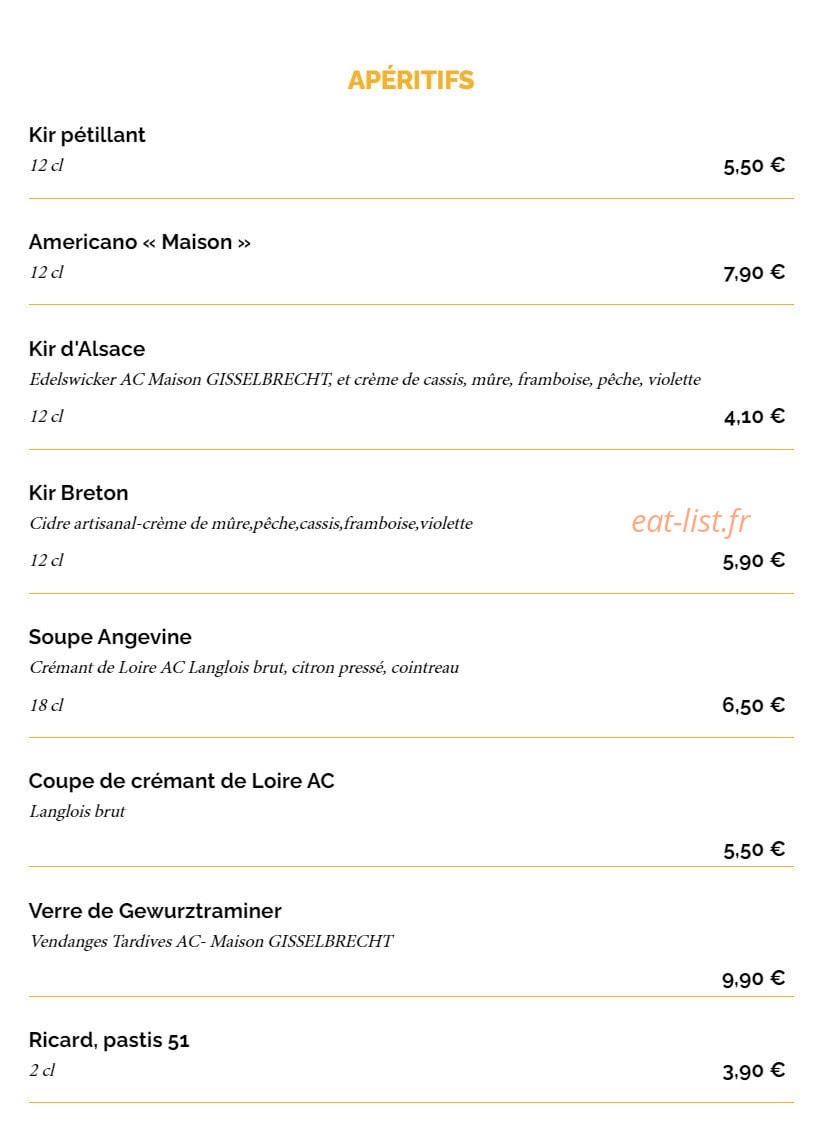 La Taverne — carte page 16