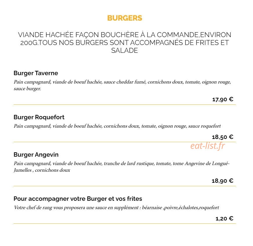 La Taverne — carte page 8
