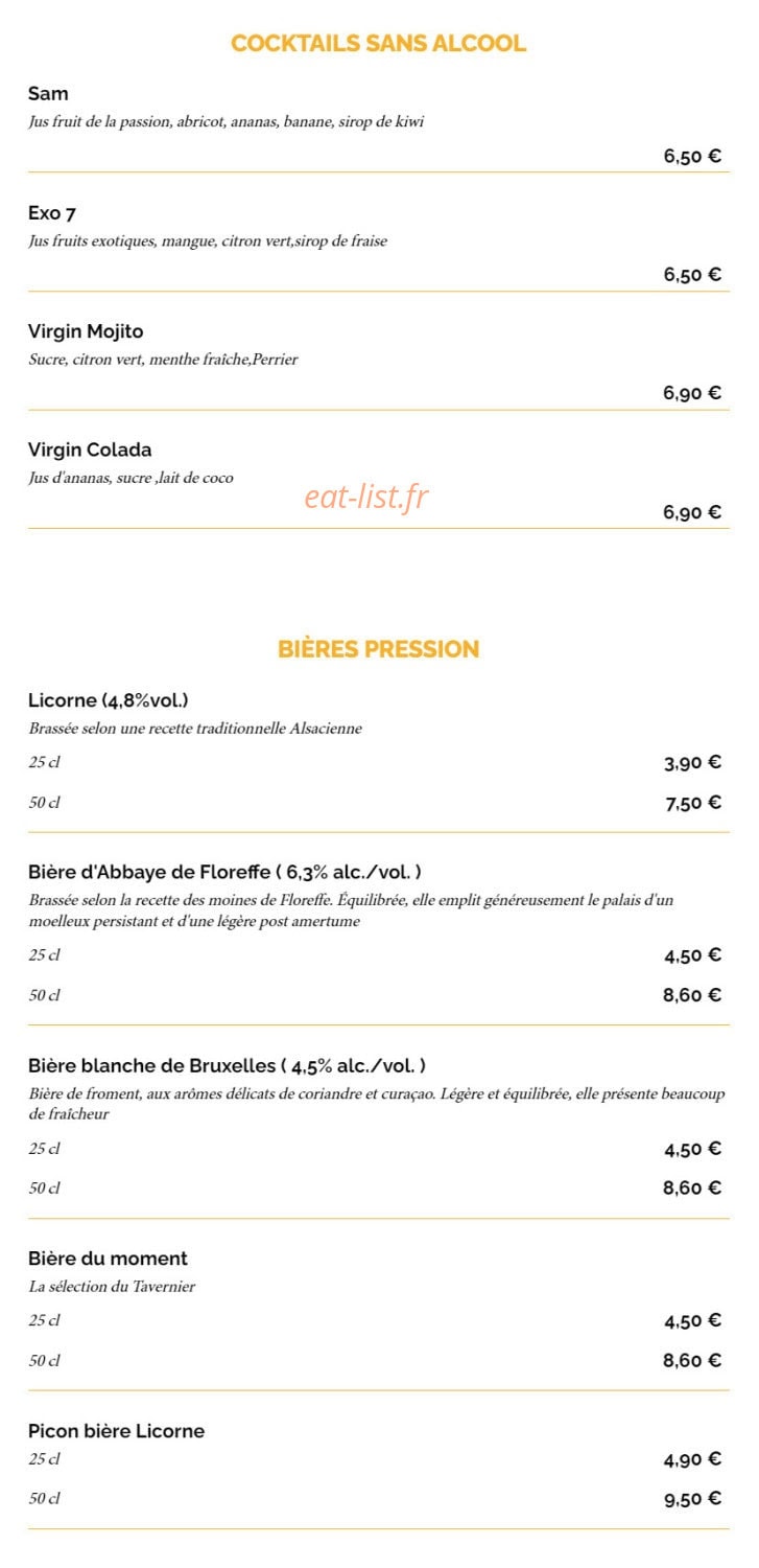 La Taverne — carte page 18