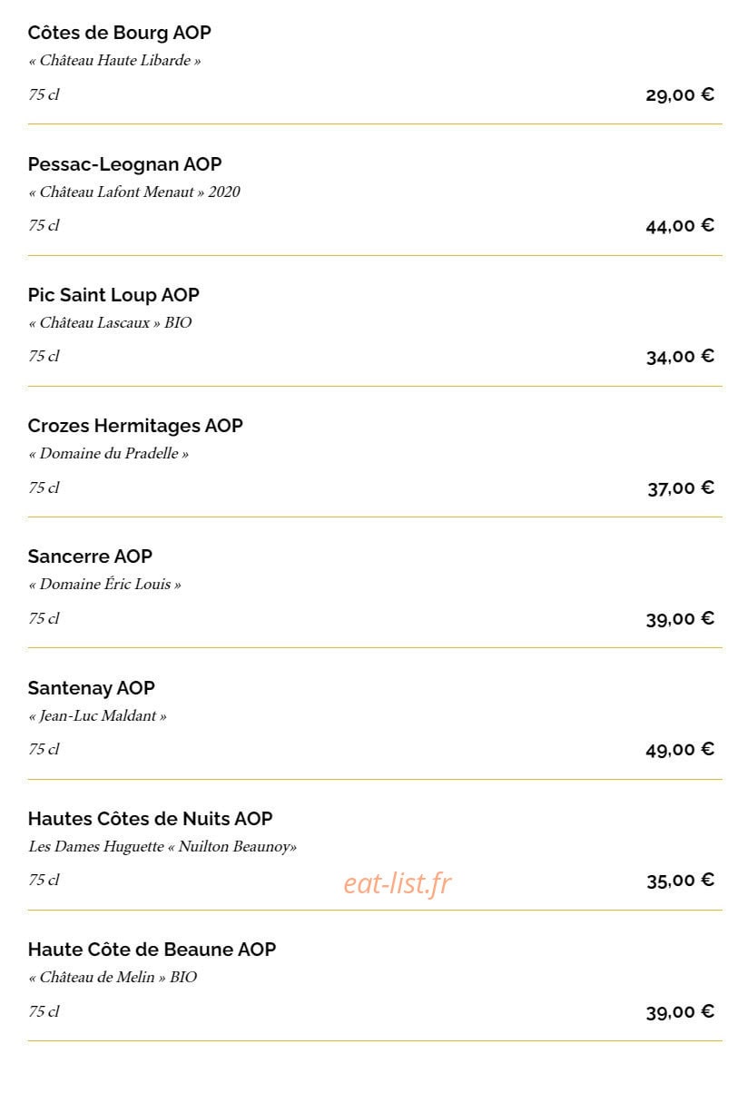 La Taverne — carte page 25