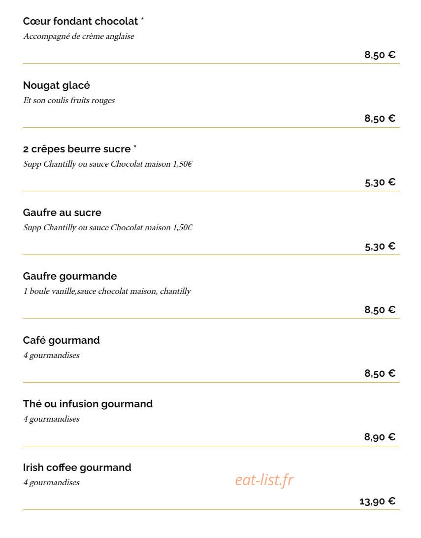La Taverne — carte page 12