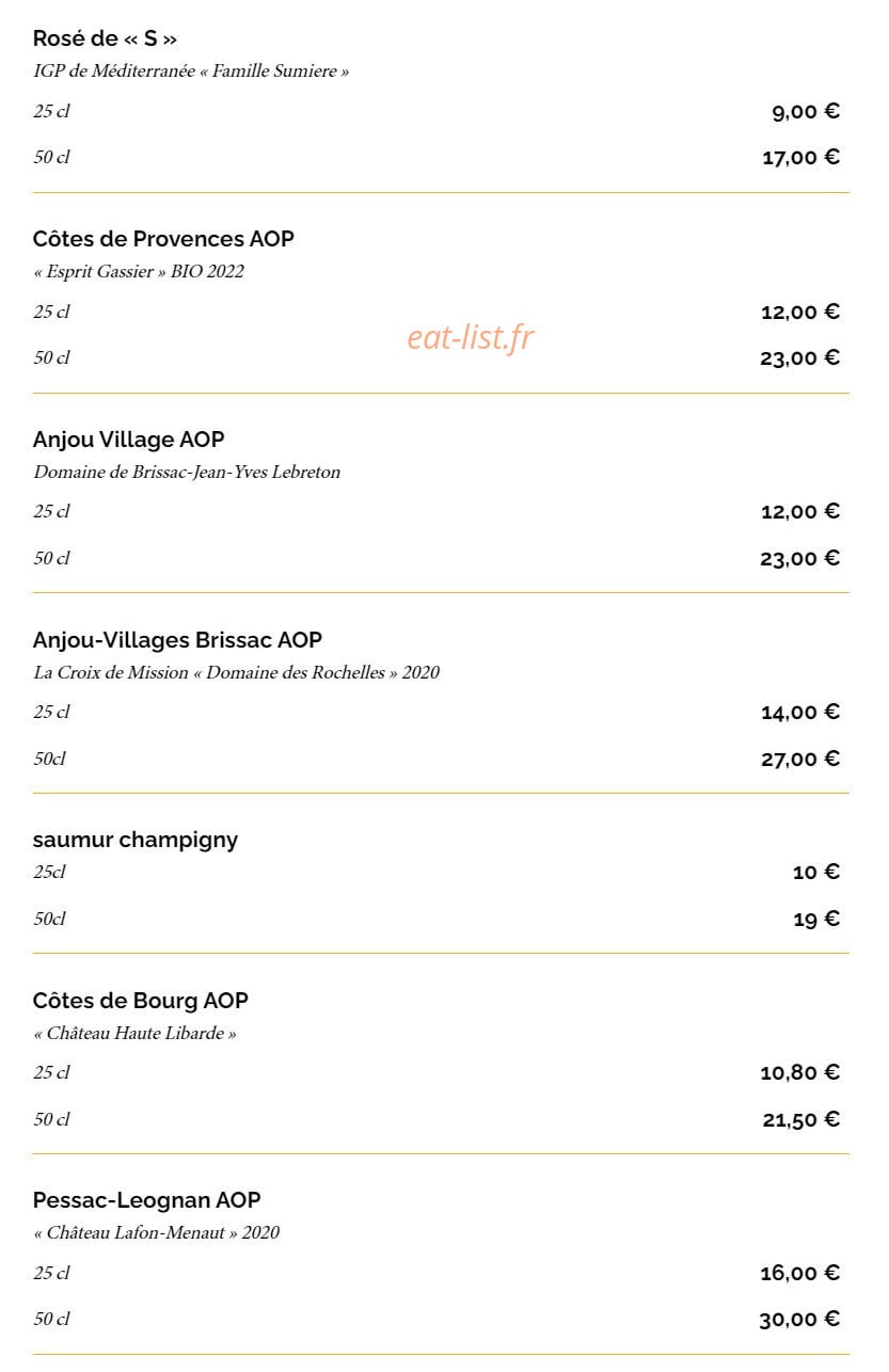 La Taverne — carte page 29