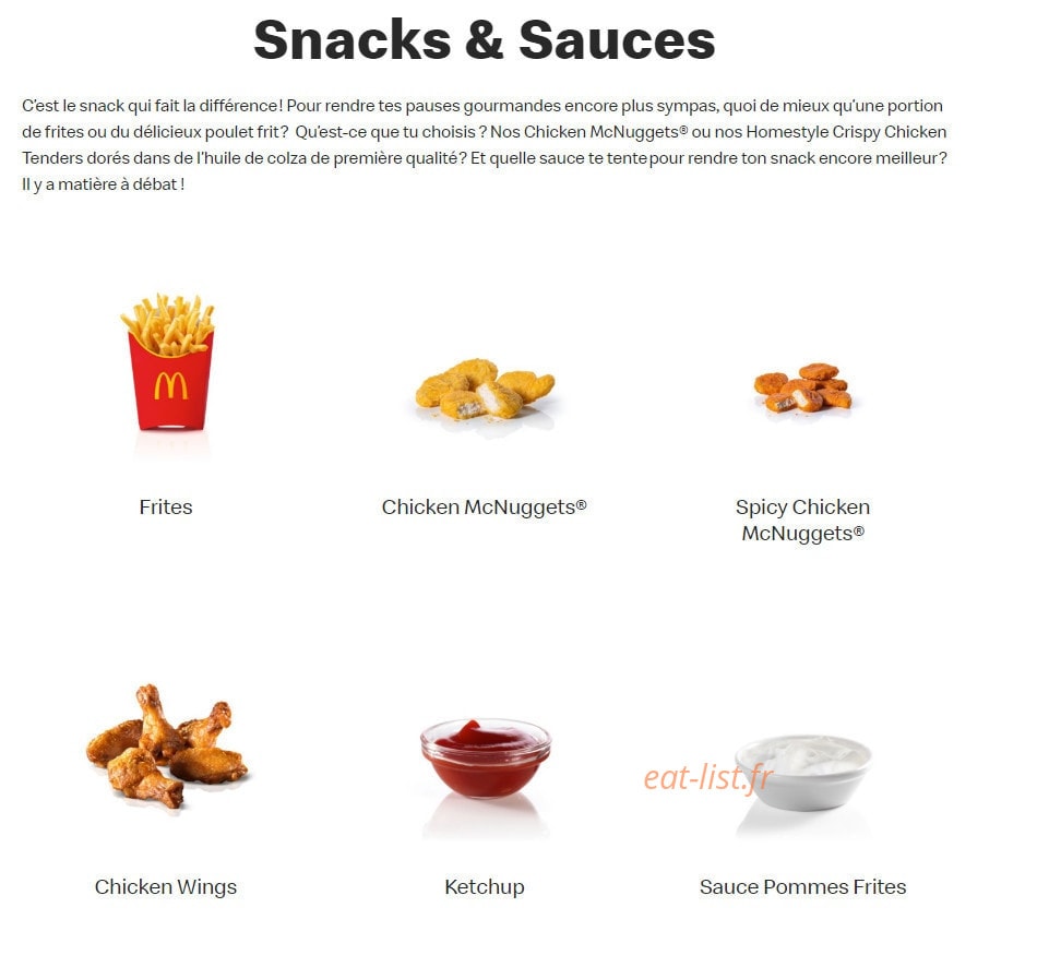 Mc Donald's — carte page 11