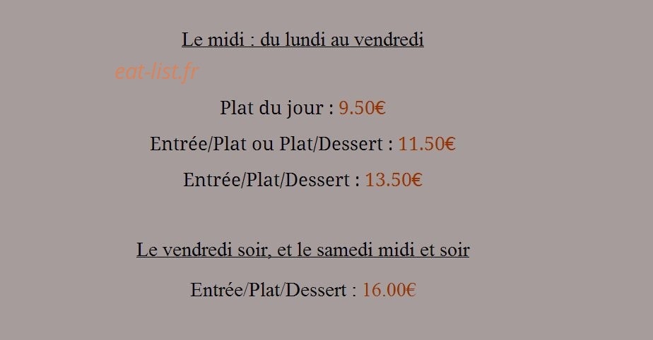 Restaurant La changerie — carte page 11