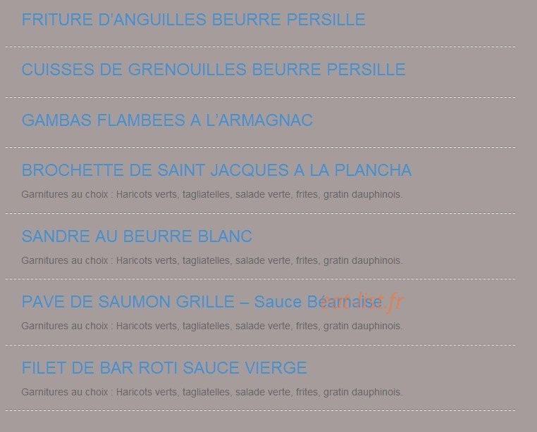 Restaurant La changerie — carte page 3