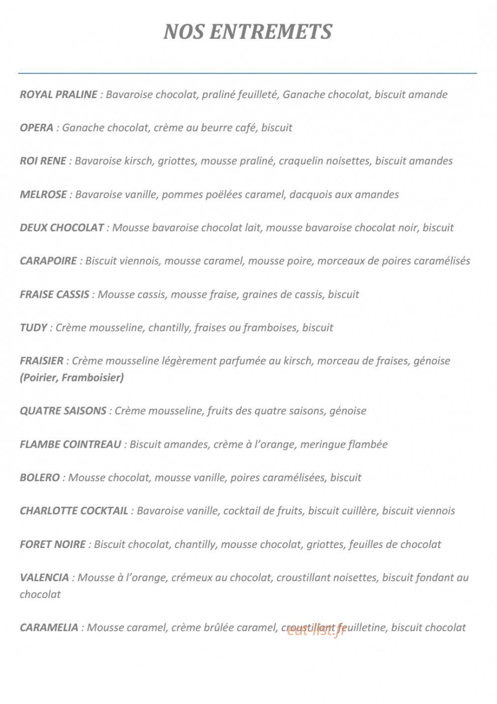 Restaurant La changerie — carte page 10