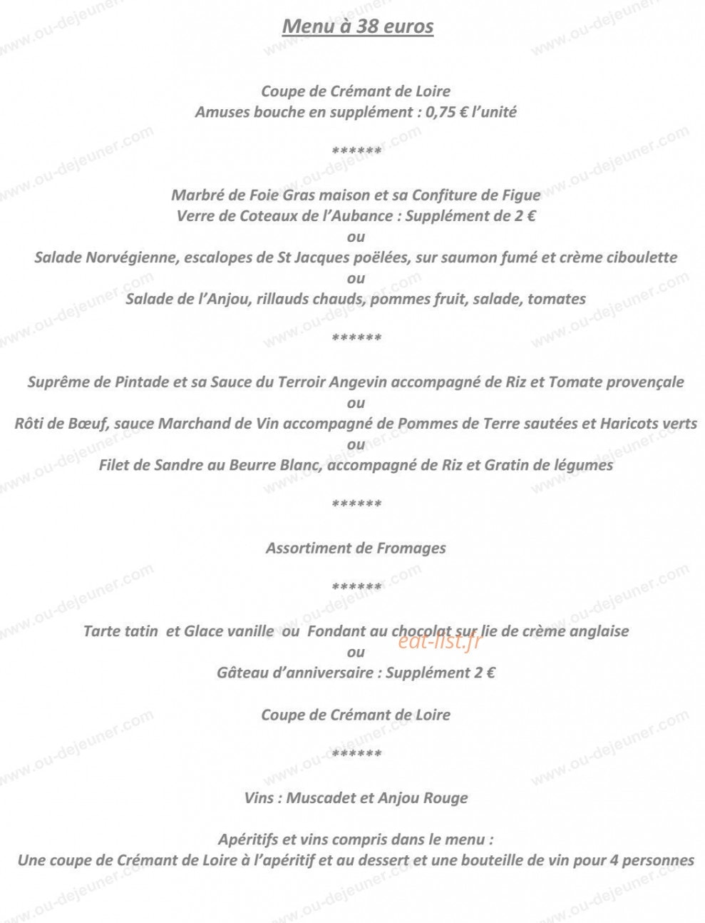 Restaurant La changerie — carte page 9