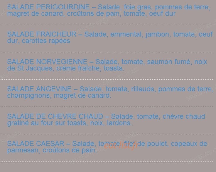 Restaurant La changerie — carte page 2
