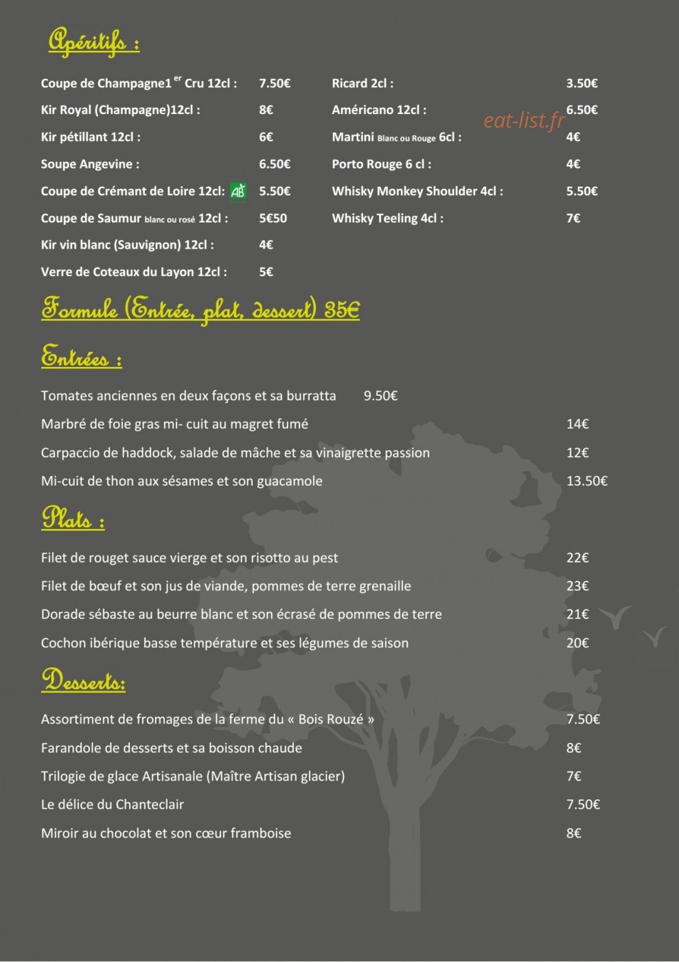 Auberge de Chanteclair — carte page 2