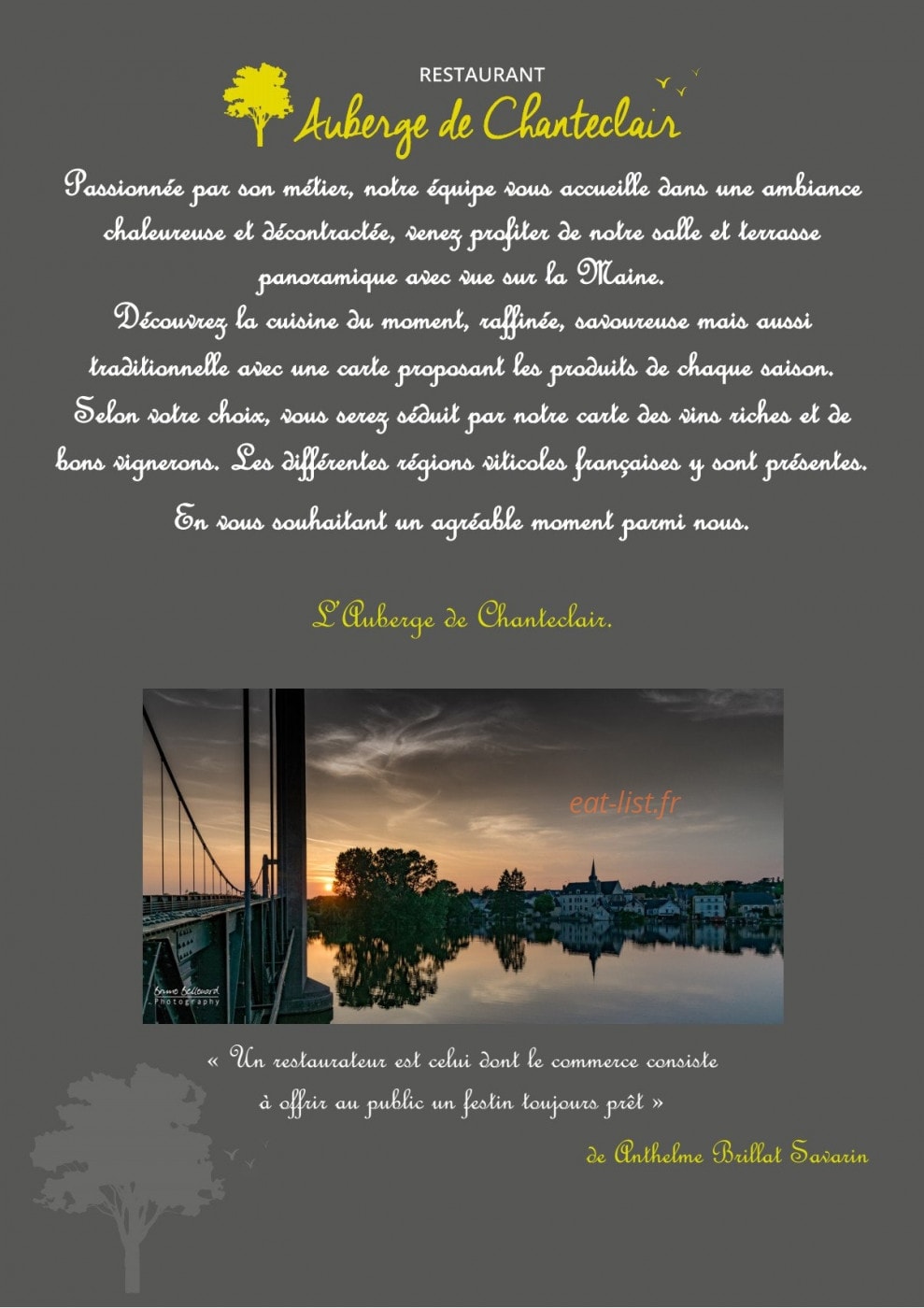 Auberge de Chanteclair — carte page 1