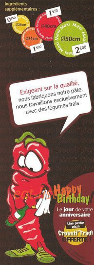 Crousti'pizzas — carte page 1