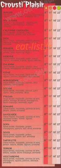 Crousti'pizzas — carte page 3