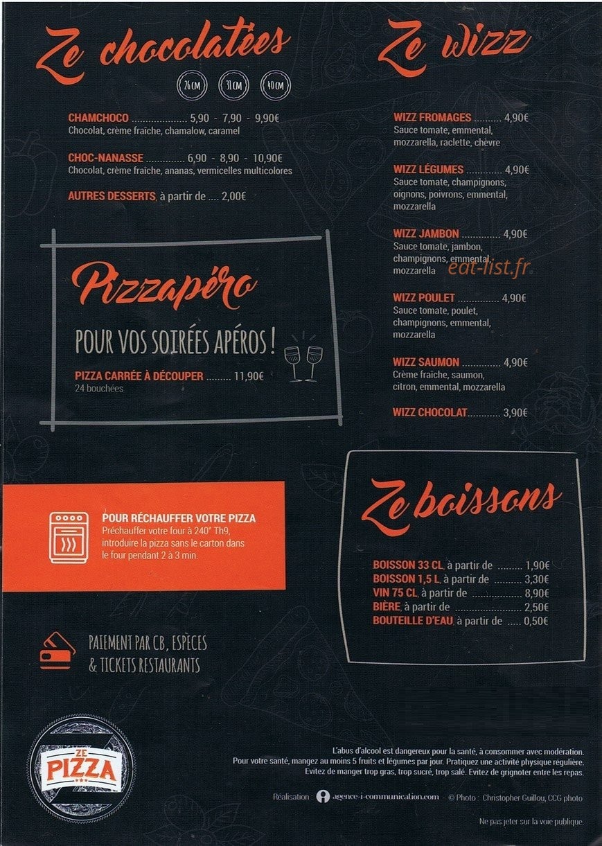Ze pizza — carte page 3