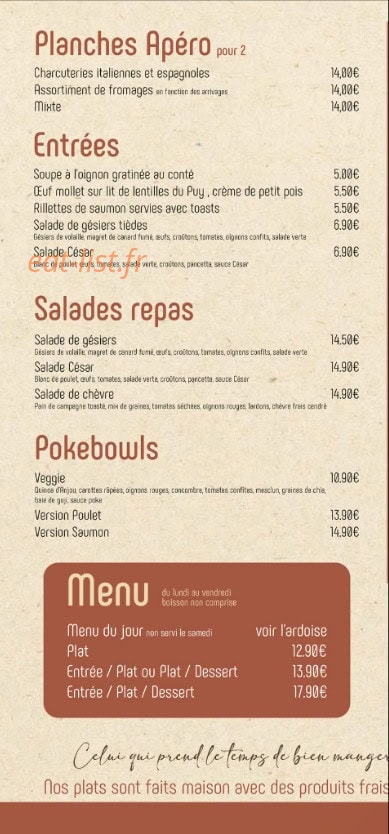 Carte et menu de La Petite Verrière à Verrières-en-Anjou — Les planches apéro, entrées, ...