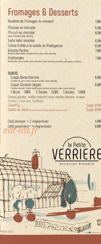 Carte et menu de La Petite Verrière à Verrières-en-Anjou — Les fromages, desserts