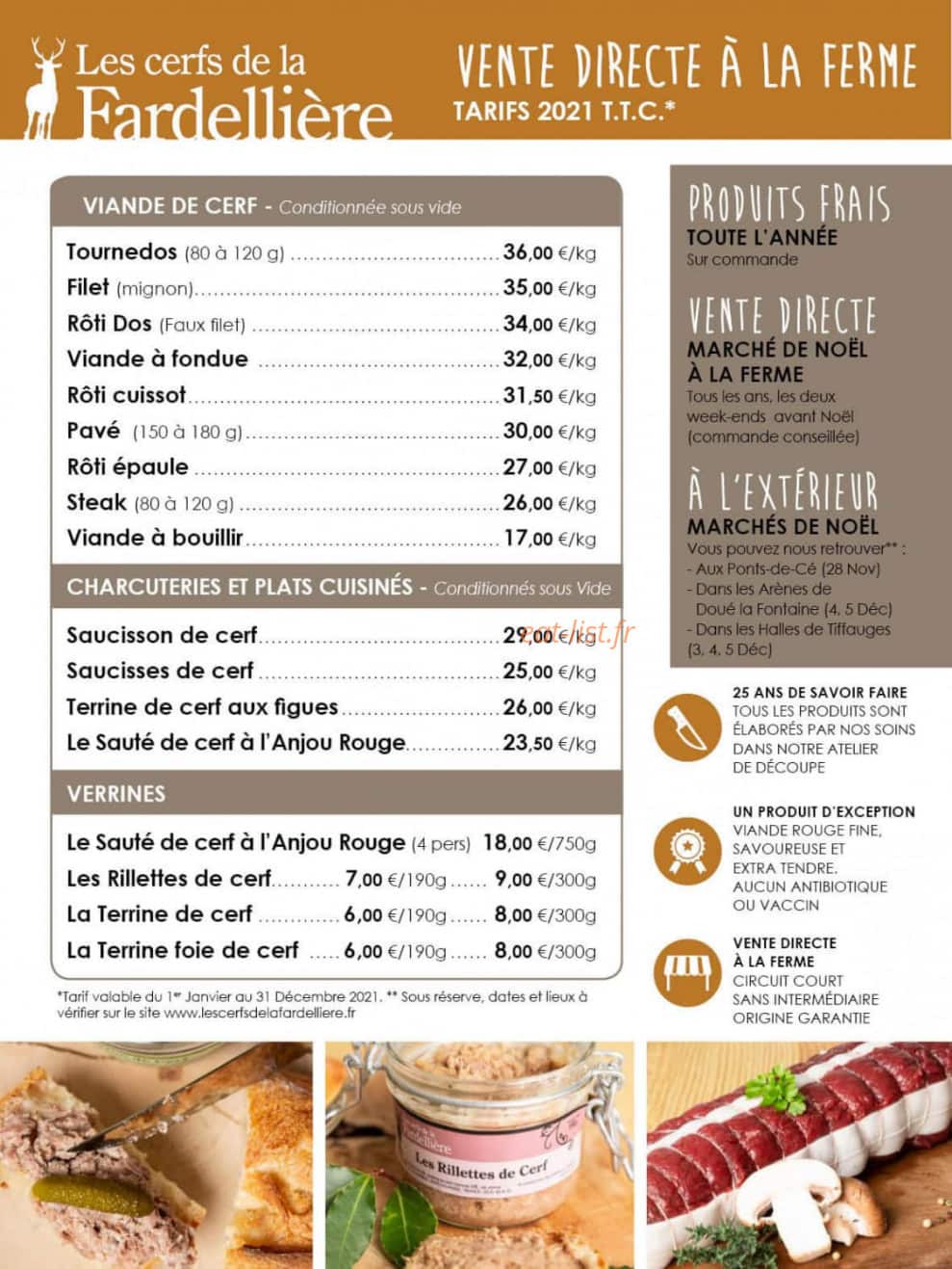 Carte et menu de Les Cerfs de la Fardellière à Chemillé-en-Anjou — La carte