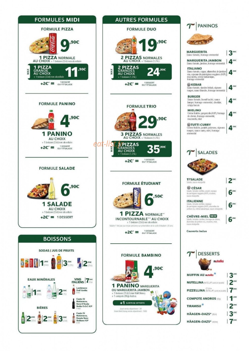 Tutti Pizza — carte page 1