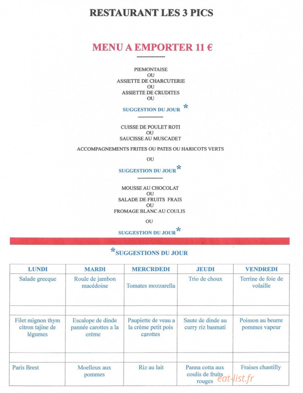 Les 3 Pics — carte page 1