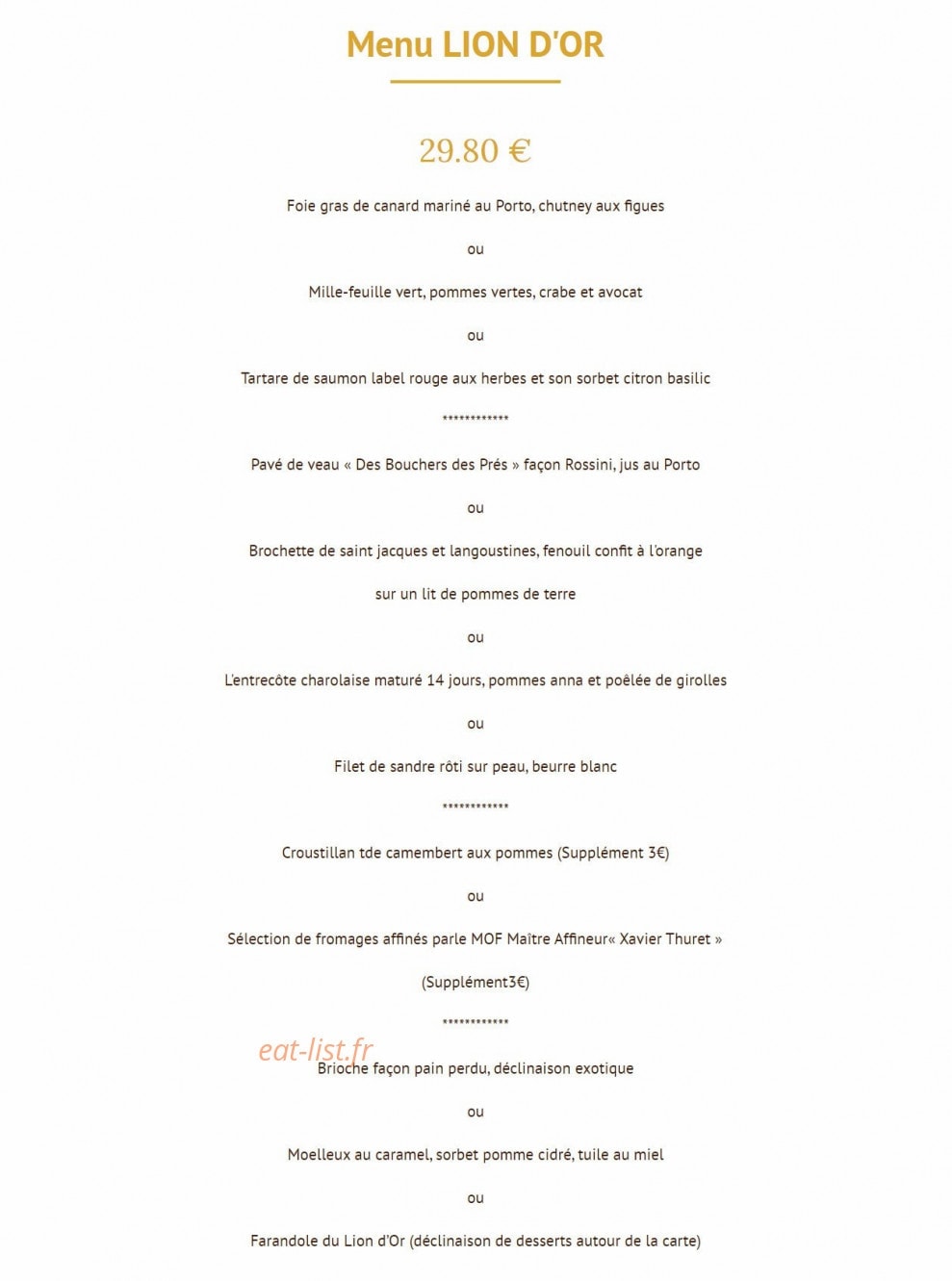 Le Lion d'Or — carte page 1