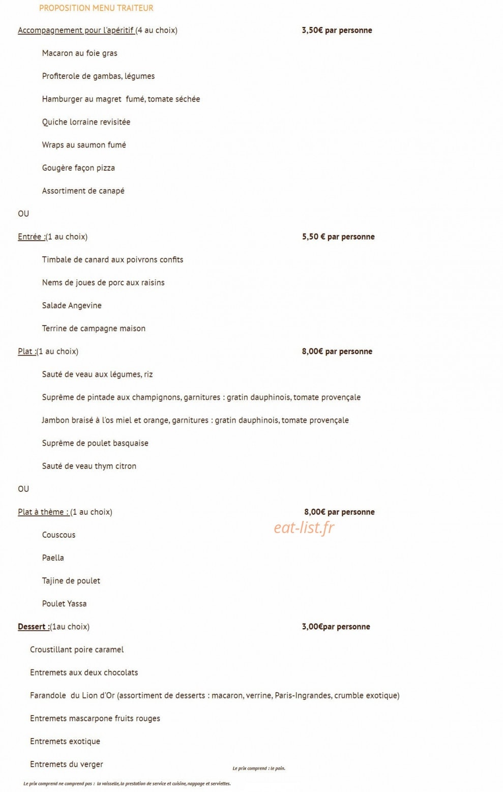 Le Lion d'Or — carte page 6